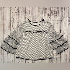 14th & Union Black and White Ruffle sleeve Blouse Sz. M